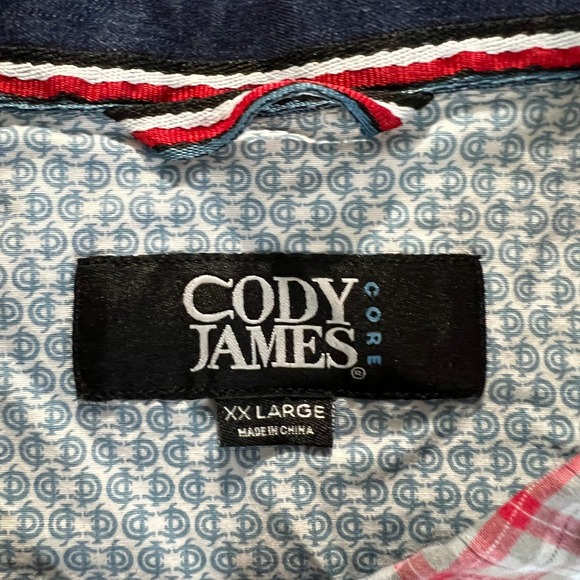 Cody James Core Shirt Mens XXL Gray Red Plaid Short Sleeve Button Western Rodeo - Picture 7 of 10